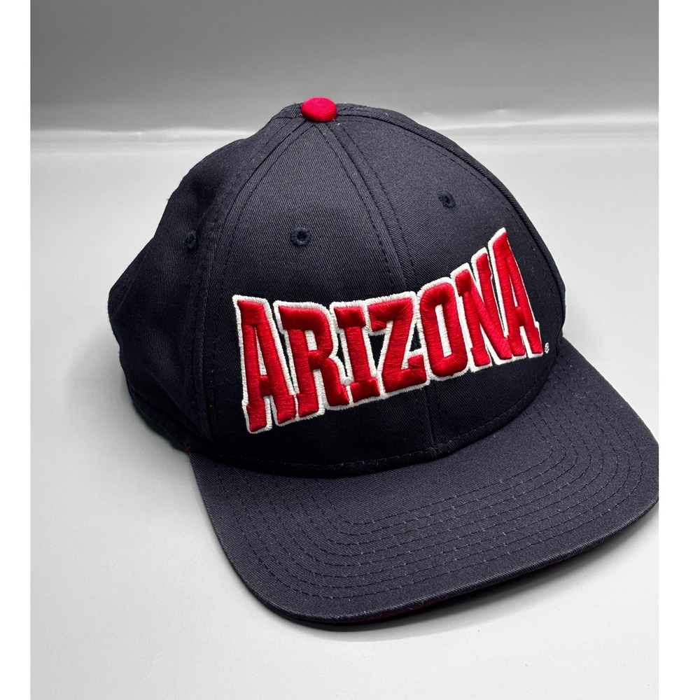 Vintage 90s Arizona Wildcats Snapback Hat Navy Blue Red NCAA Cap The Game Brand